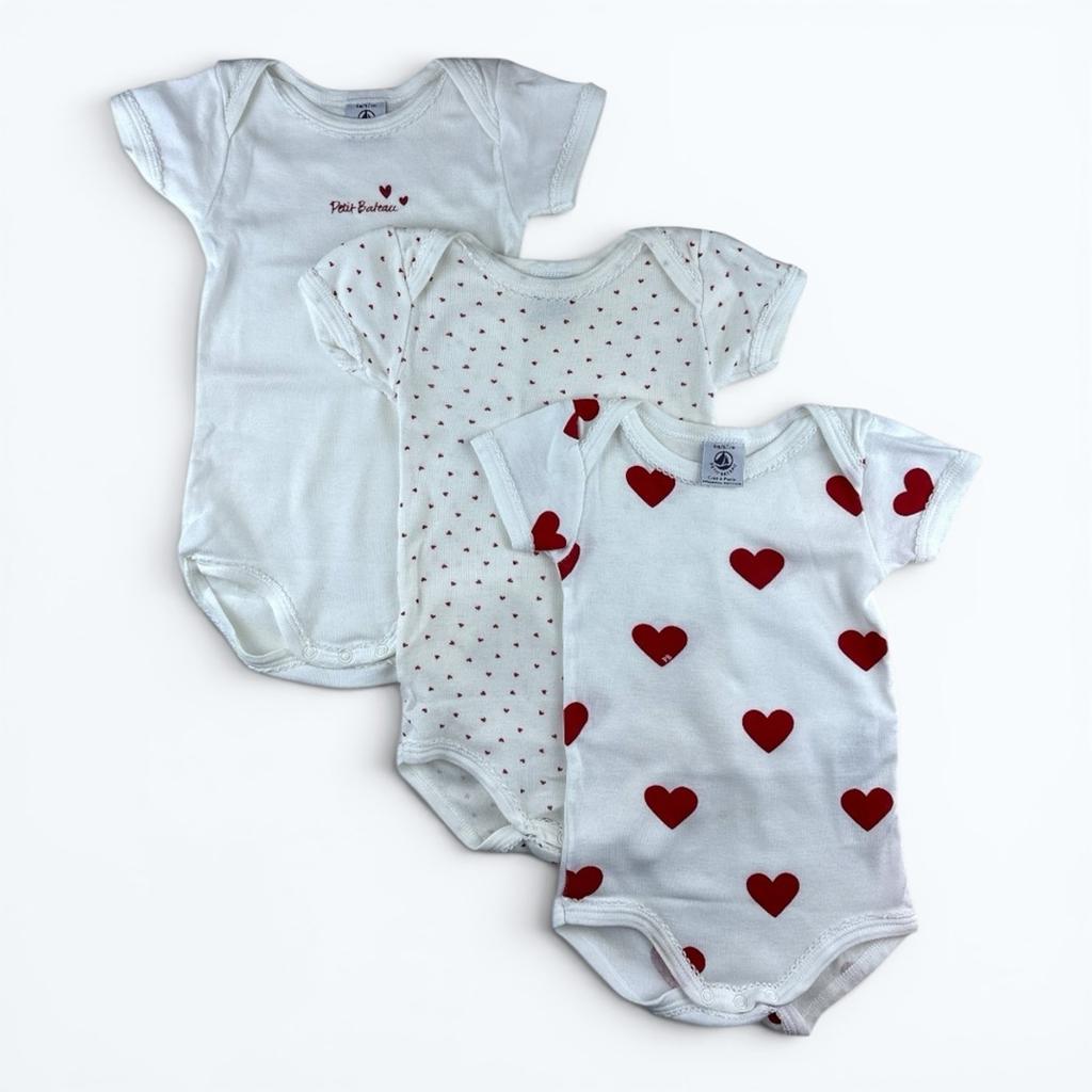 Bodies Petit Bateau - 6 Mois - Blanc Et Rouge - État : Excellent