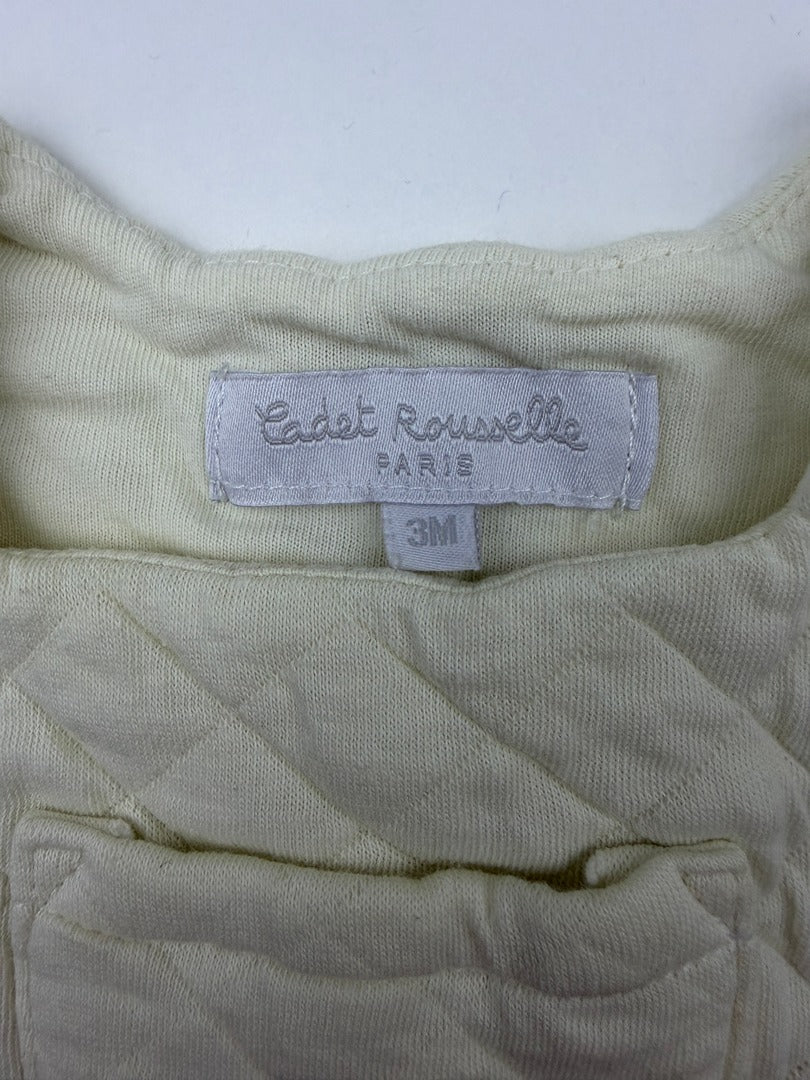 Combinaison bébé Cadet Rousselle 3 mois crème - État : Excellent