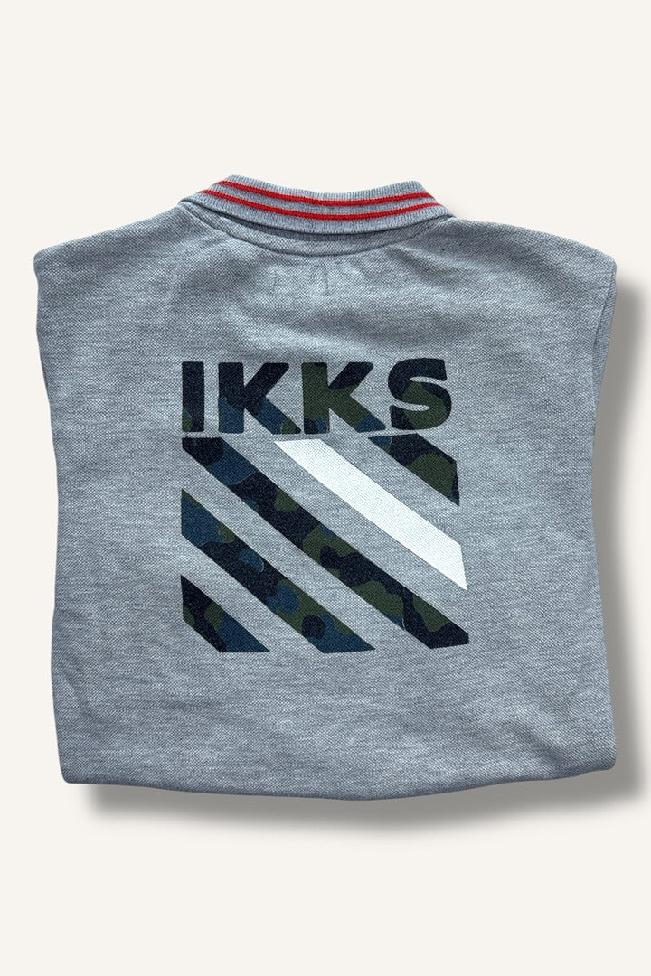 Polo manches longues Ikks - 8 ans - Gris - État : Excellent