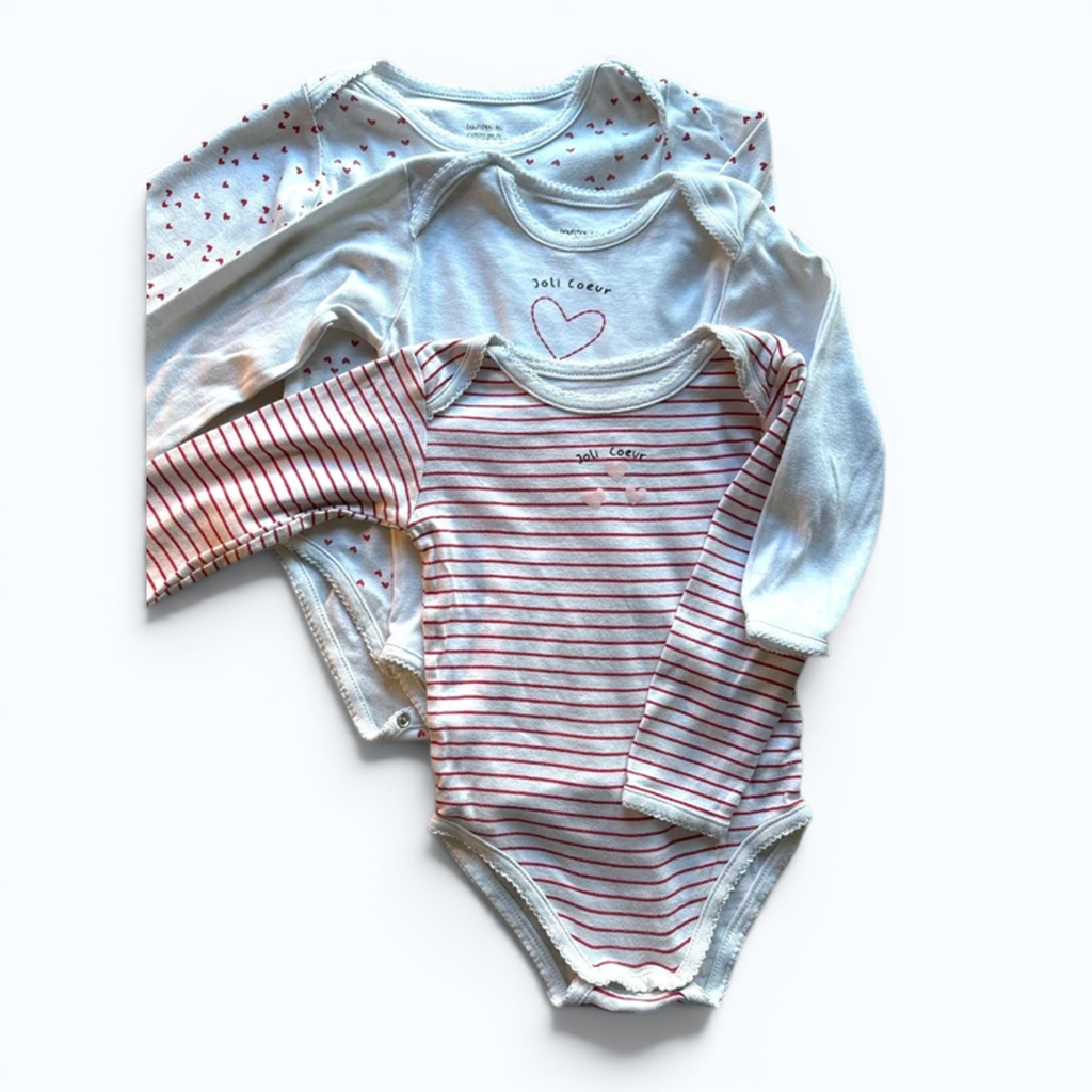 Lot 3 bodies Blancs et rouges Bout'chou 36 mois