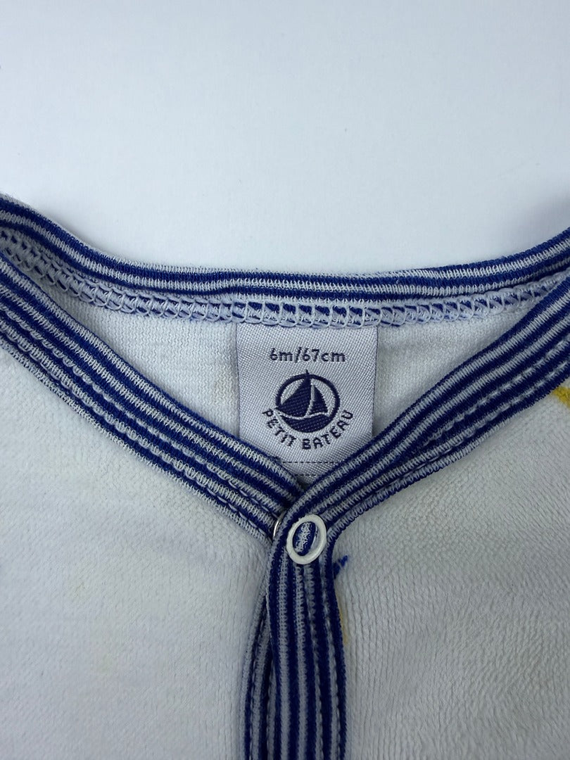 Grenouillère Petit Bateau - 6 Mois - Blanc - État : Excellent