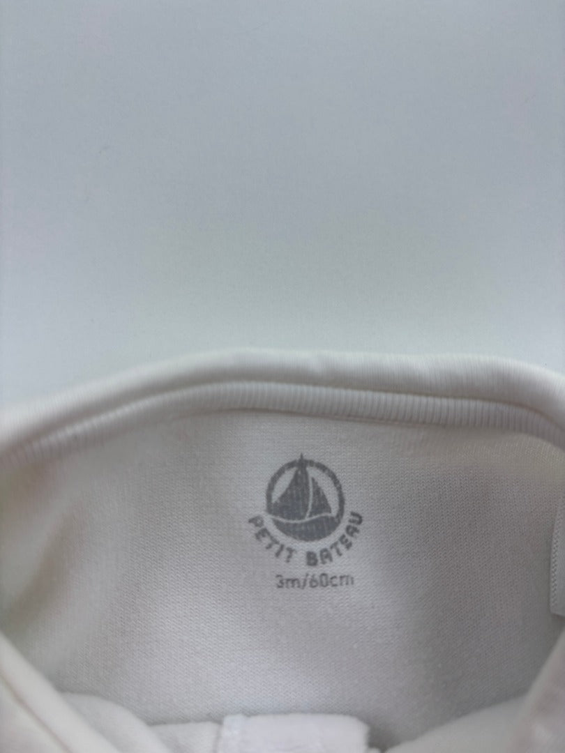 Grenouillère Petit Bateau - 3 mois - Blanc - État : Excellent