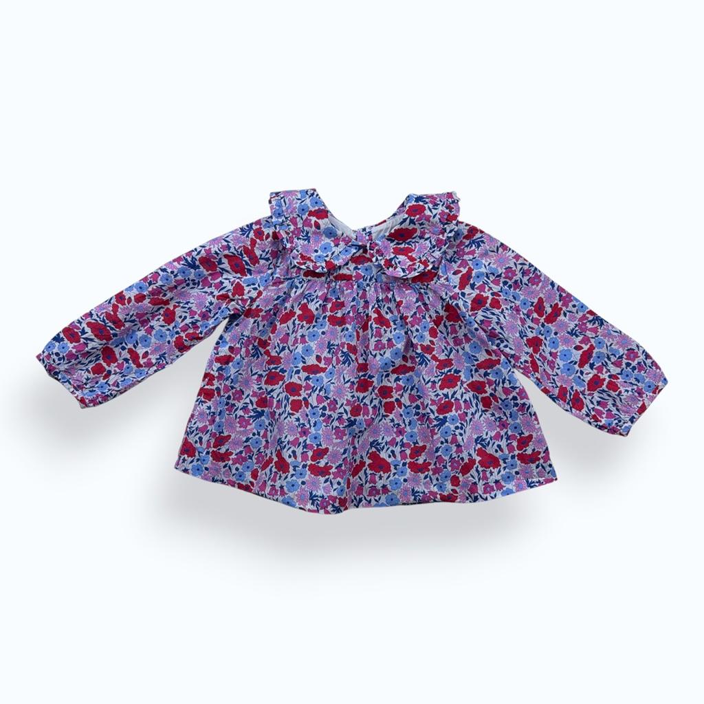Blouse manches longues Jacadi rouge bleu- 18 Mois - État : Excellent