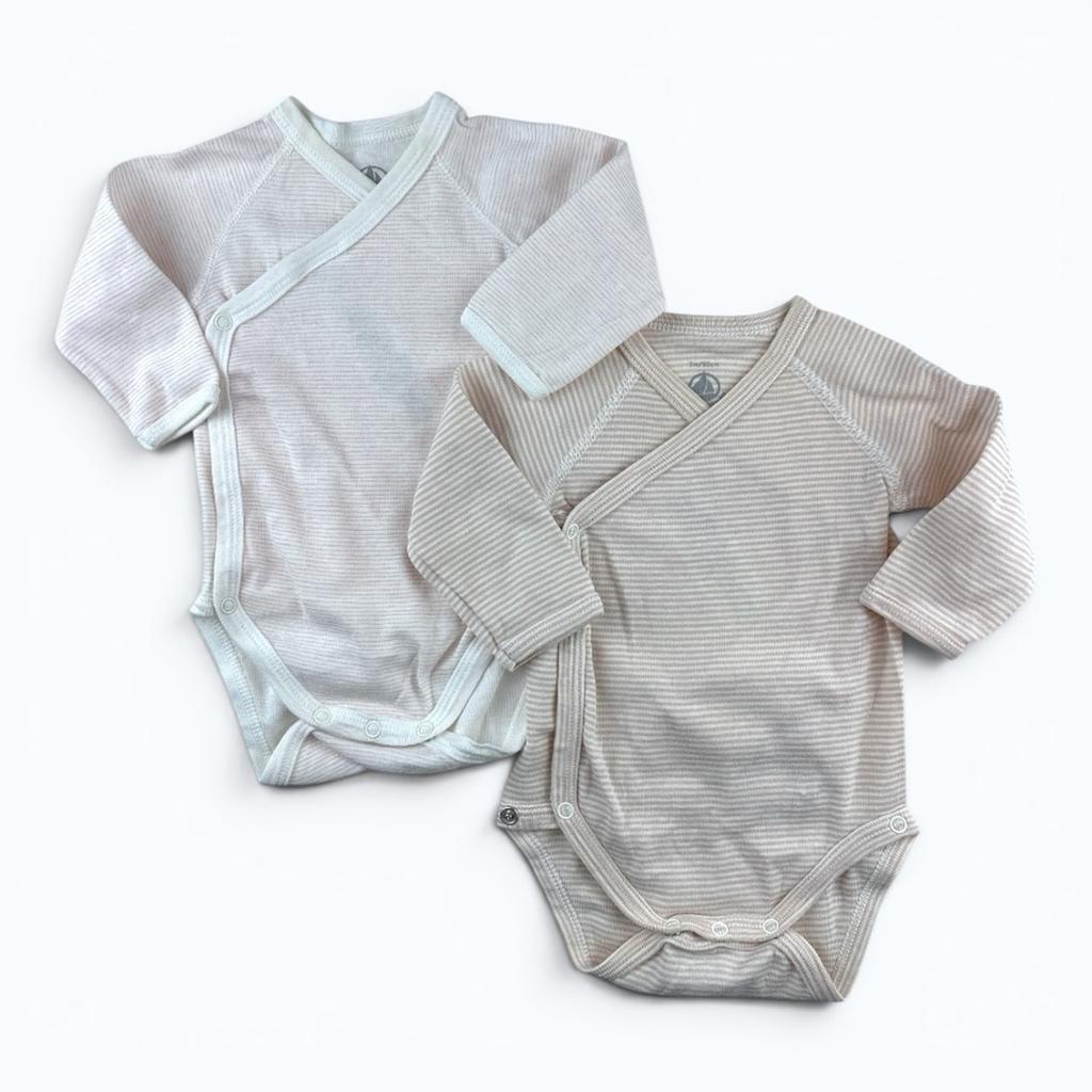 Bodies Petit Bateau - 3 Mois - Blanc/abricot - État : Excellent