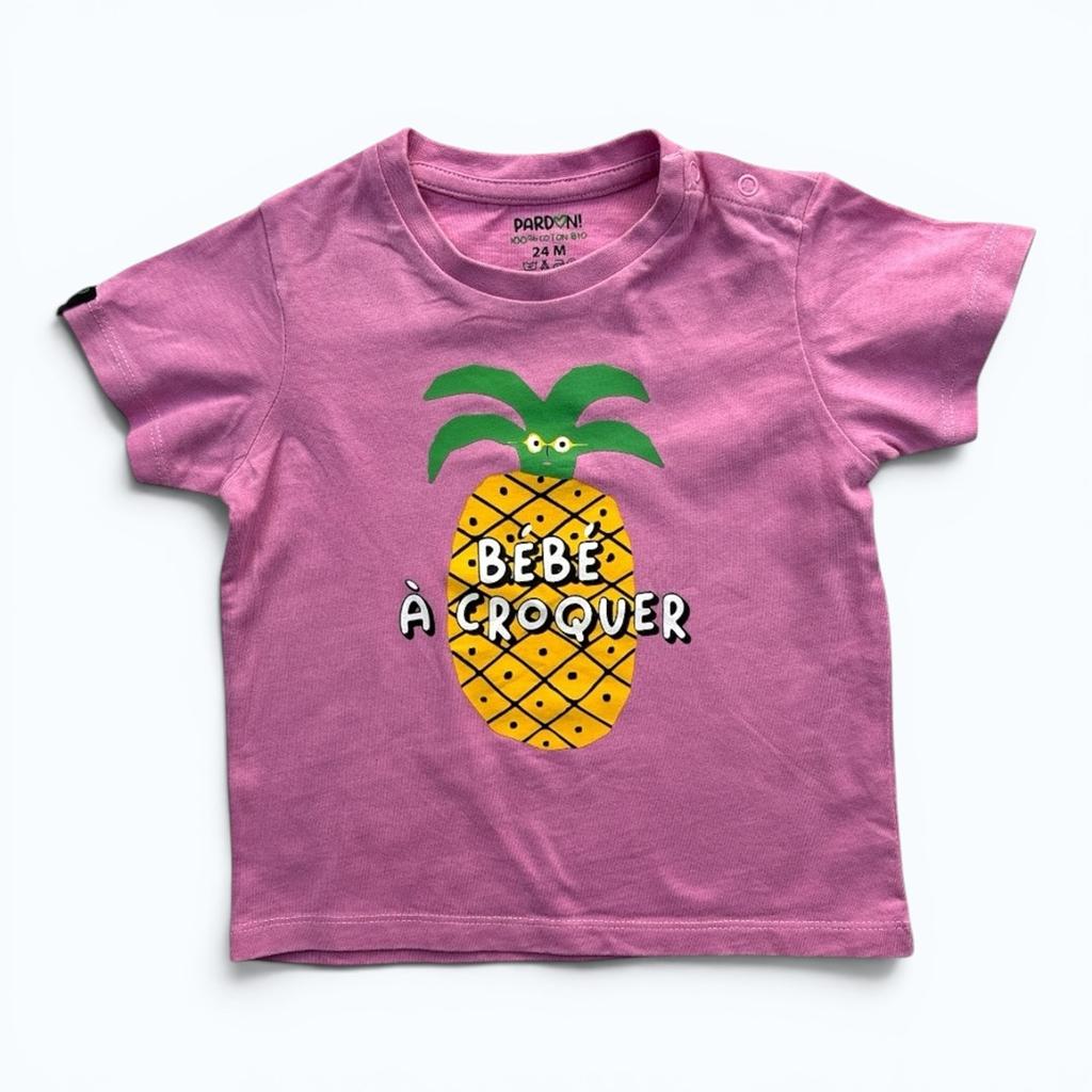 T-shirt Pardon - 24 Mois - Rose - État : Excellent