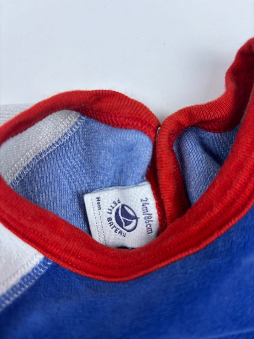 Pyjama grenouillère Petit Bateau - 24 mois - Bleu - État : Excellent