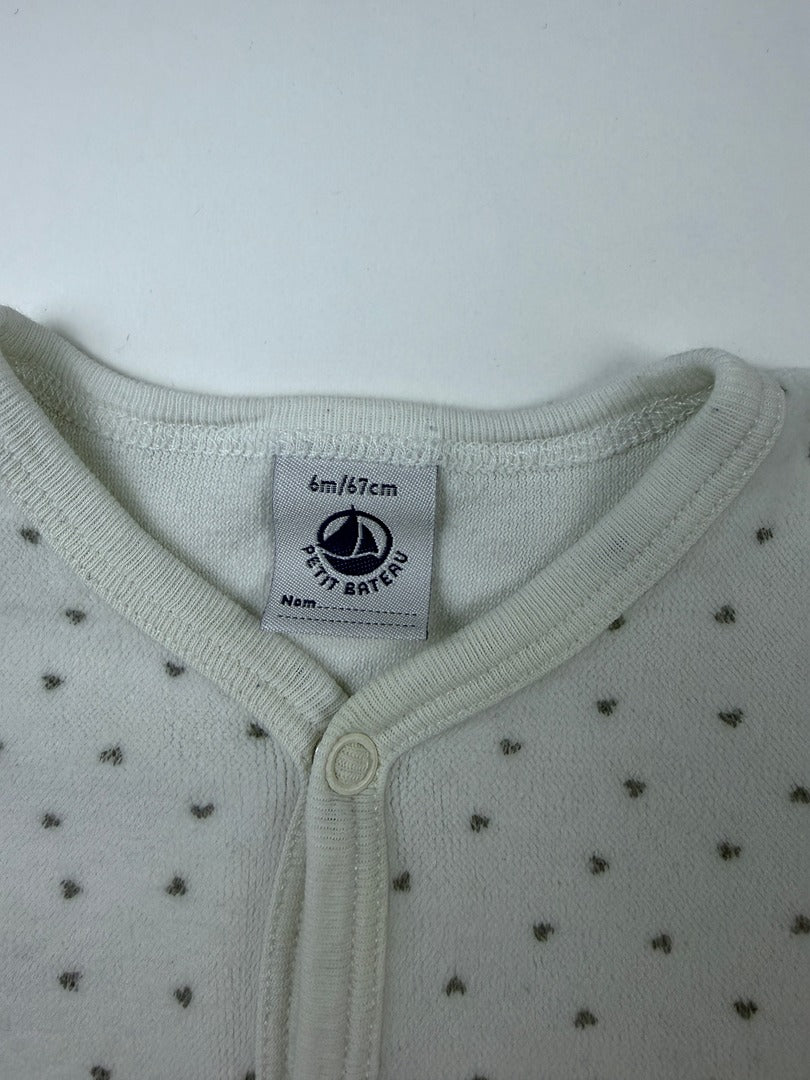 Grenouillère Petit Bateau - 6 Mois - Blanc - État : Excellent