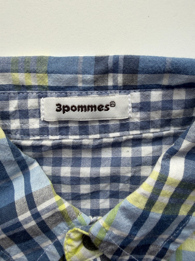 Chemise 3 Pommes - 4 Ans - Bleu/vert - État : Excellent