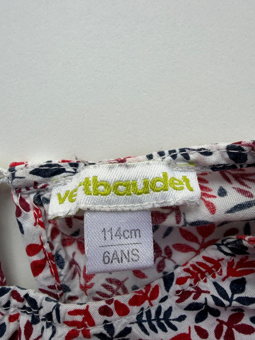 Blouse Vertbaudet - 6 Ans - Blanc Et Rouge - État : Excellent