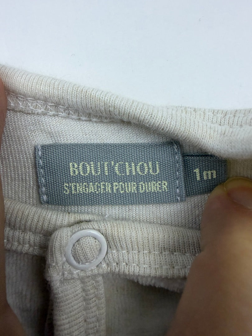 Grenouillère Bout'chou - 1 Mois / 54 Cm - Beige - État : Excellent