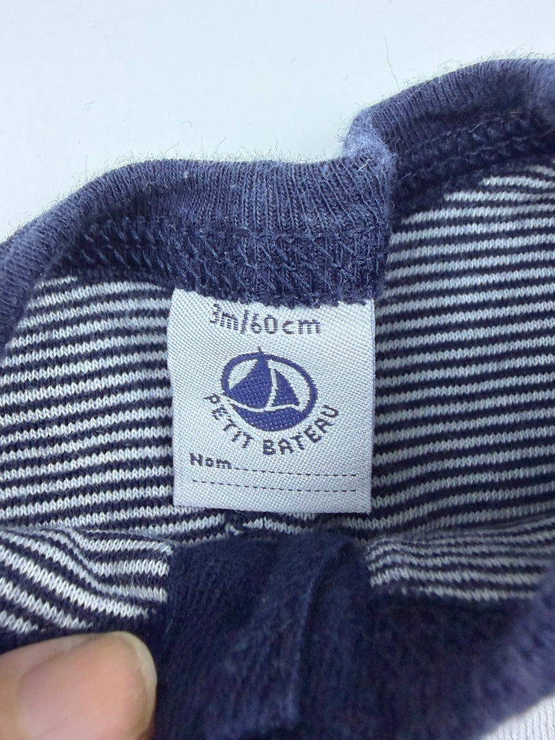 Combinaison Petit Bateau - 3 Mois - Blanc Marine - État : Excellent