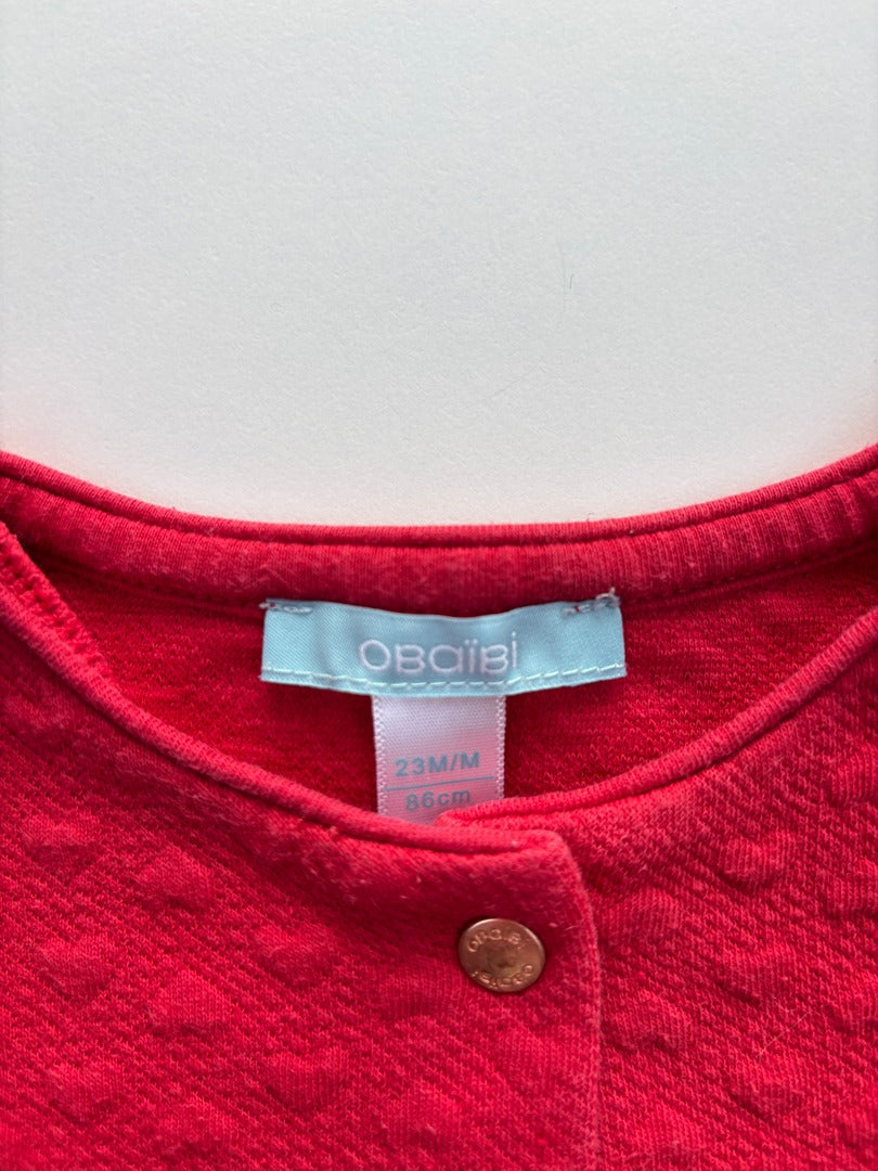 Gilet Obaïbi - 18-24 mois - Rouge - État : Excellent