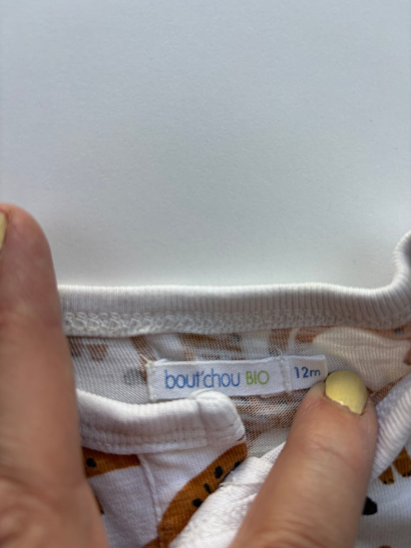 Body Bout'chou - 12 Mois - Blanc/moutarde - État : Excellent