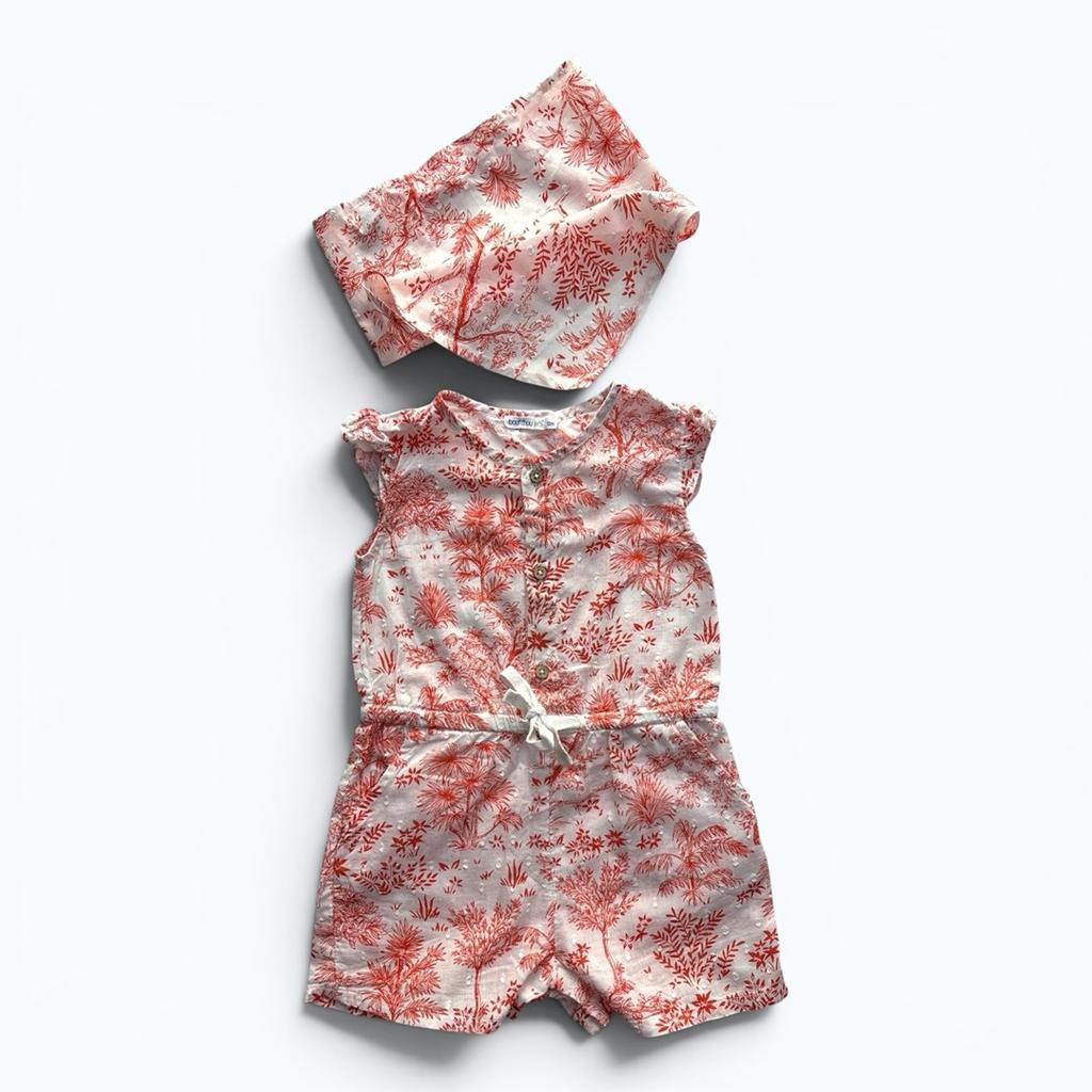 Combishort et bandana Bout'chou - 12 mois - Rouge - État : Excellent
