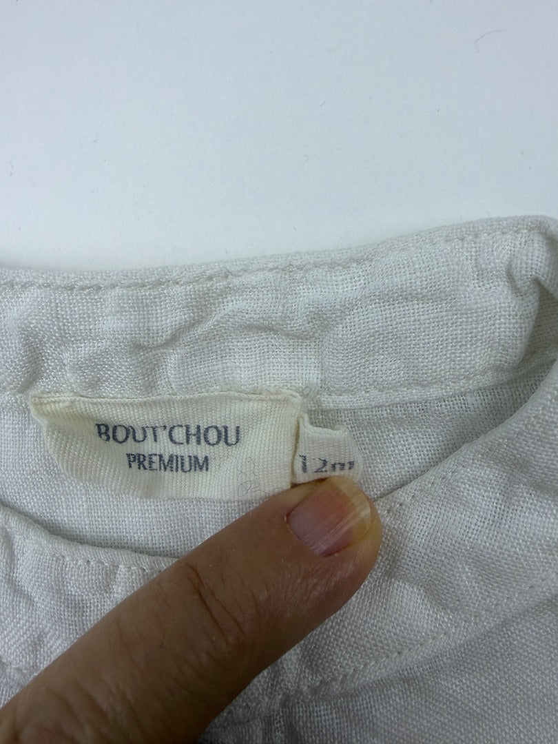 Chemise en lin Bout'chou - 12 Mois - Blanc - État : Excellent