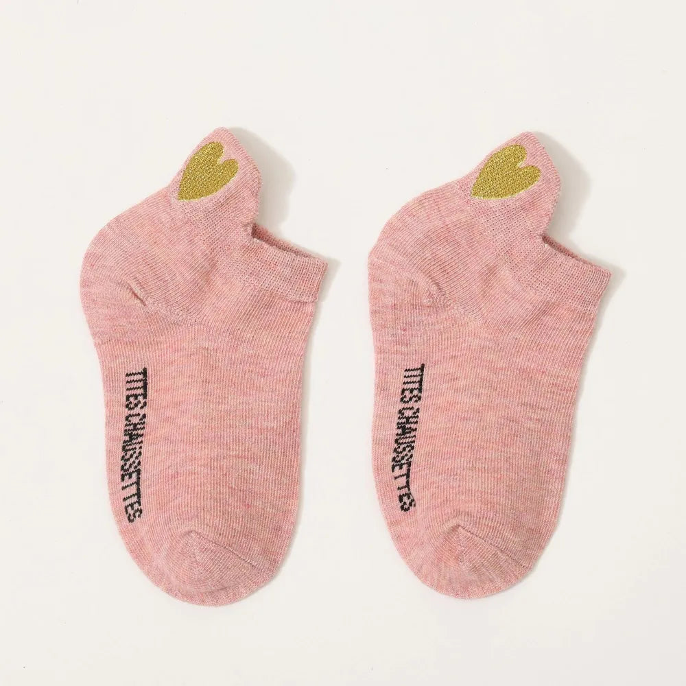 Lot de 5 Chaussettes Languette Coeur Doré
