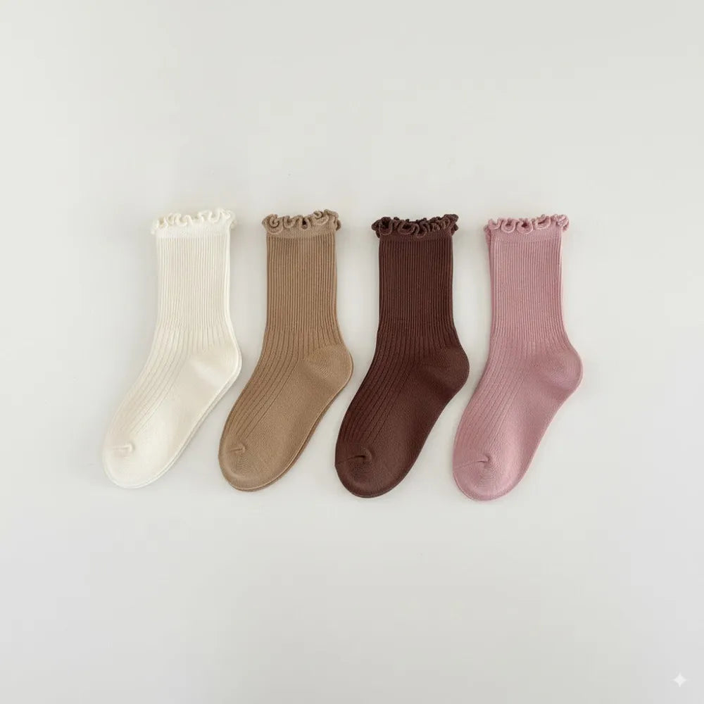 Lot de 4 Chaussettes Unies à Volant