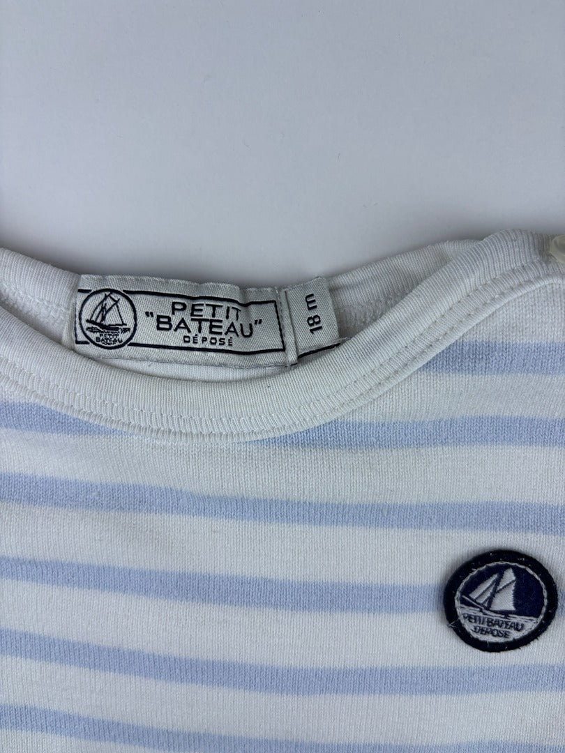 Body T-shirt Petit Bateau - 18 mois - Bleu clair - État : Excellent