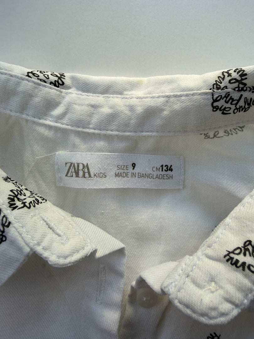 Chemise Manche Longue Zara - 9 Ans - Noir Et Blanc - État : Excellent