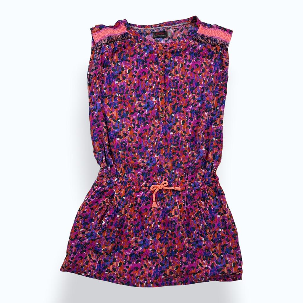 Robe Courte Catimini - 10 Ans - Orange Et Fuchsia - État : Excellent