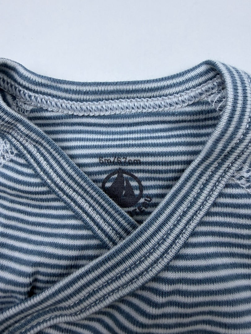 Body Petit Bateau - 6 Mois - Bleu Blanc - État : Excellent