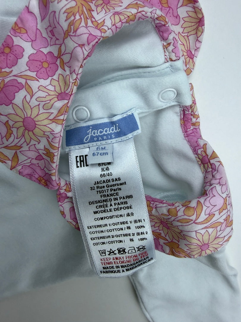 Body Jacadi - 6 Mois - Blanc col liberty rose - État : Excellent
