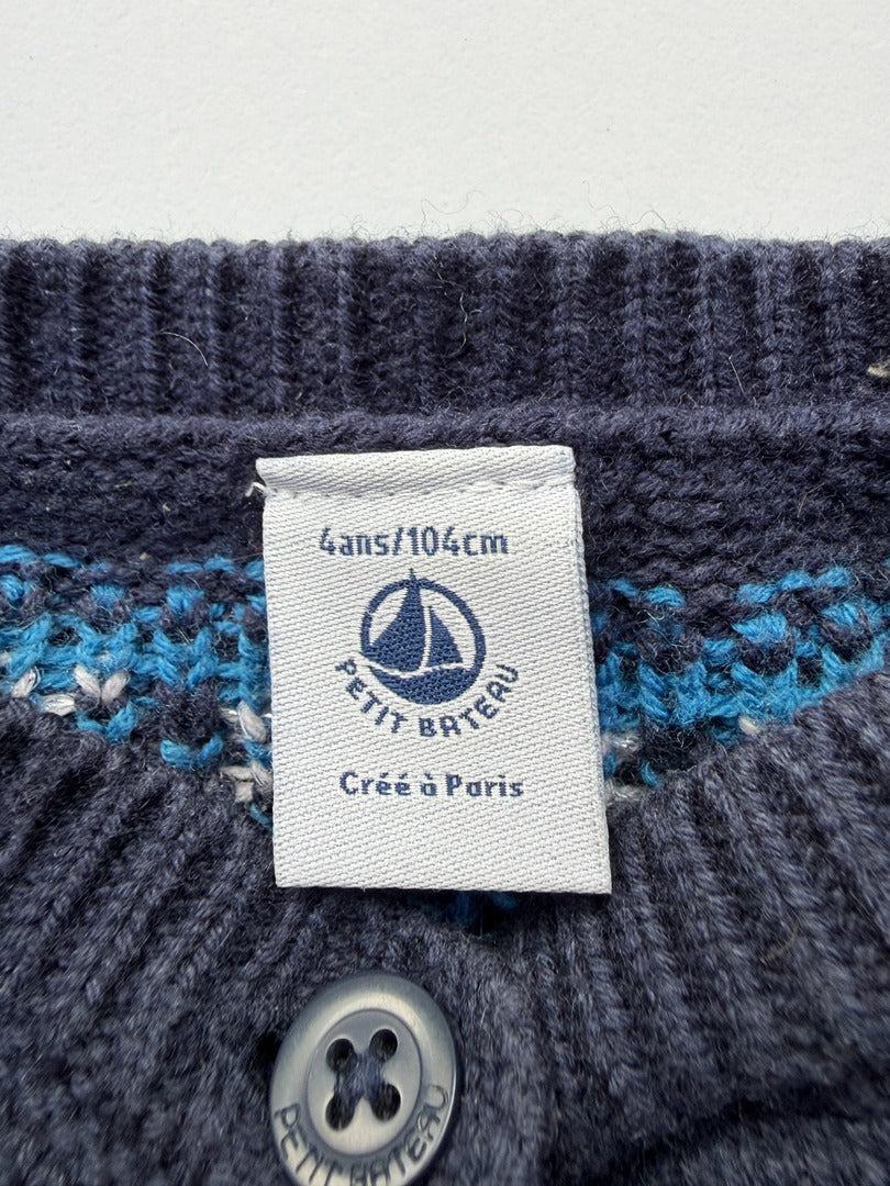 gilet Petit Bateau - 4 ans / 104 cm - bleu marine - État : Très bon état