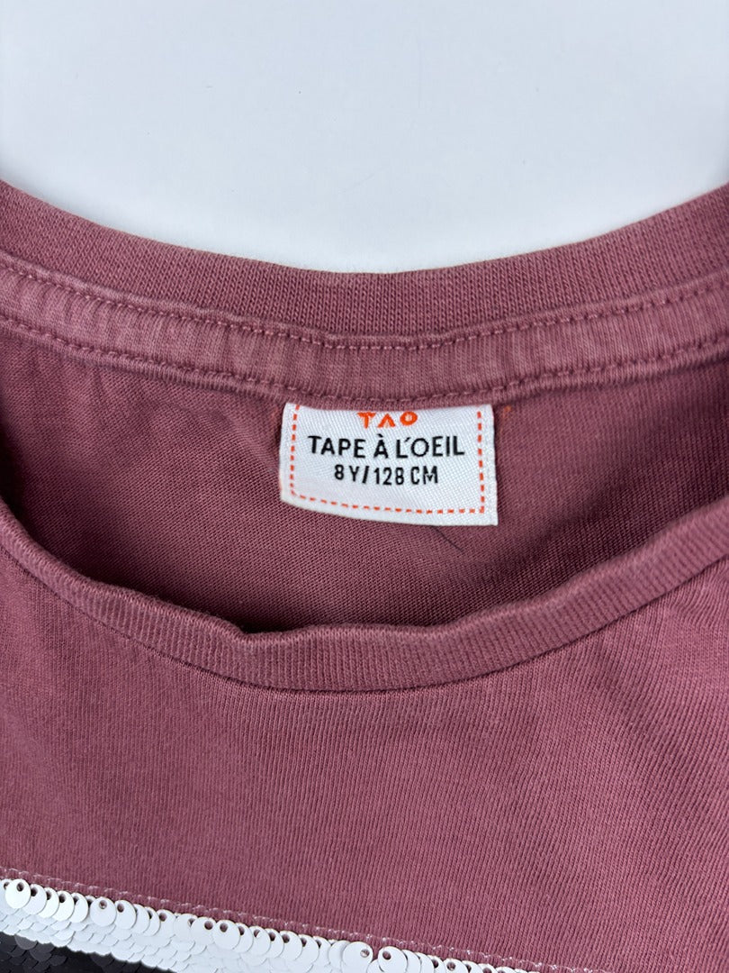 T-shirt manches longues Tape à l'oeil - 8 ans - Bordeaux - État : Excellent