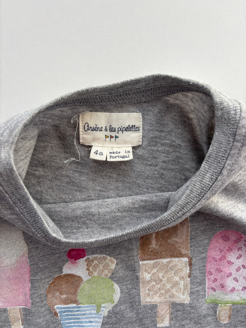 T-shirt Arsène & les pipelettes - 4 ans - Gris - État : Excellent