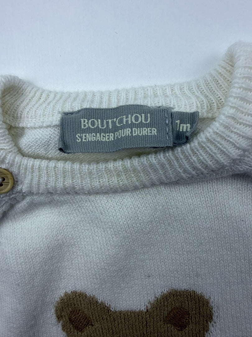 Combinaison Bout'chou - 1 mois / 54 cm - Crème - État : Excellent
