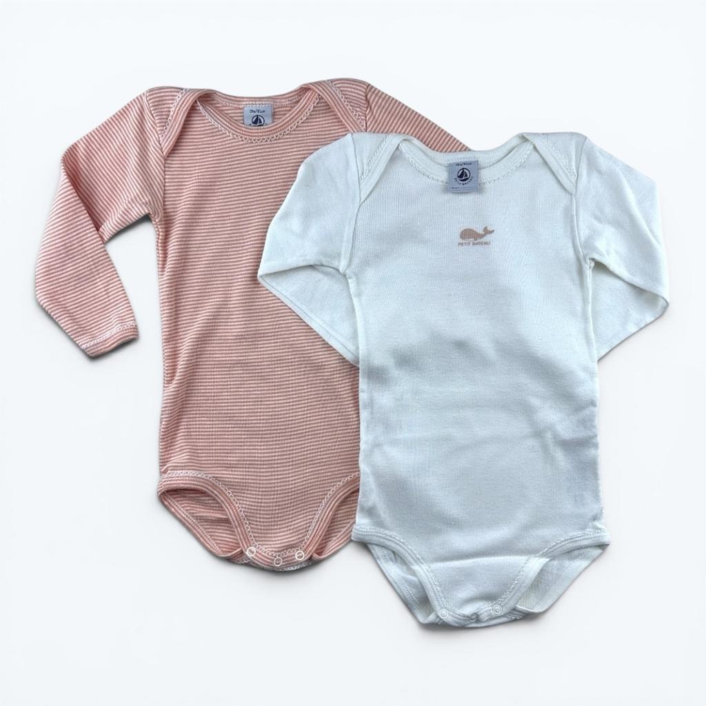Bodies Petit Bateau - 18 Mois - Rose/blanc - État : Excellent