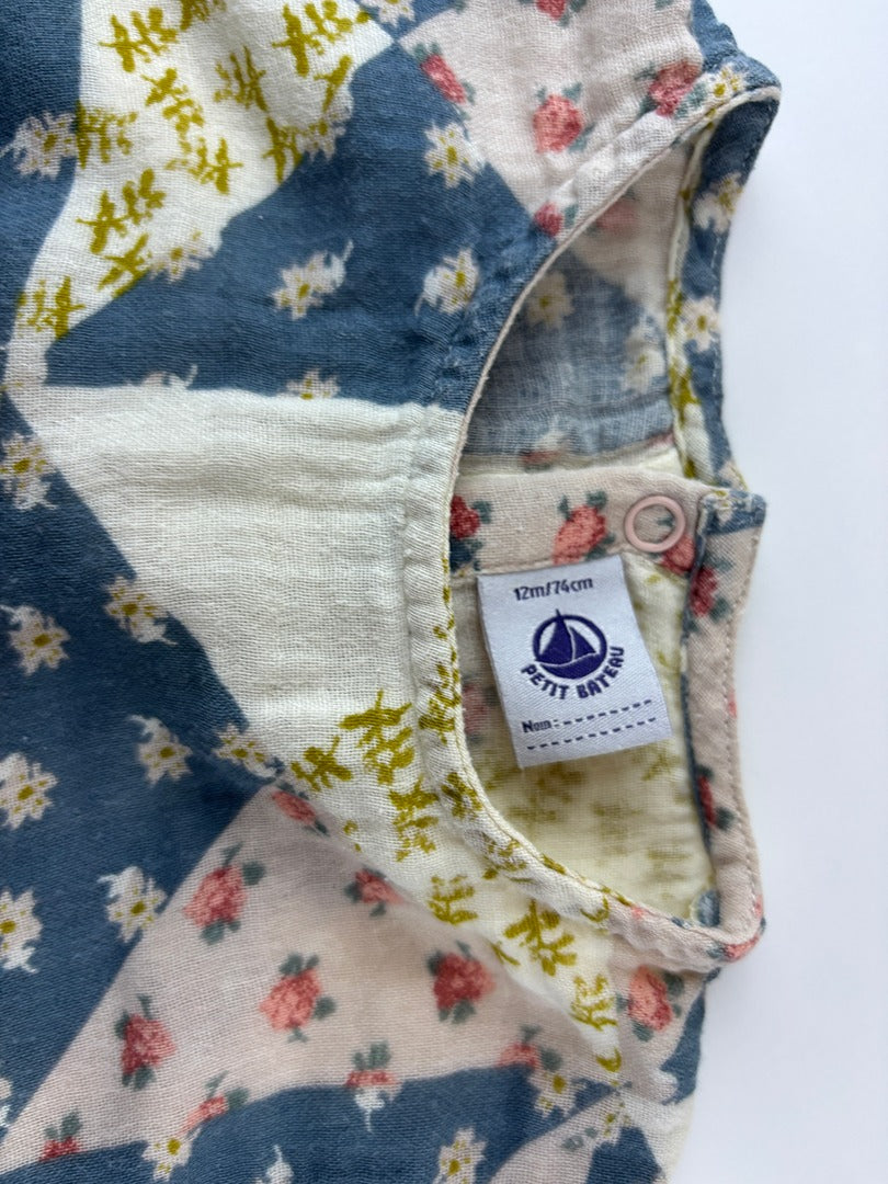 Blouse Petit Bateau - 12 Mois - Bleu/blanc - État : Excellent