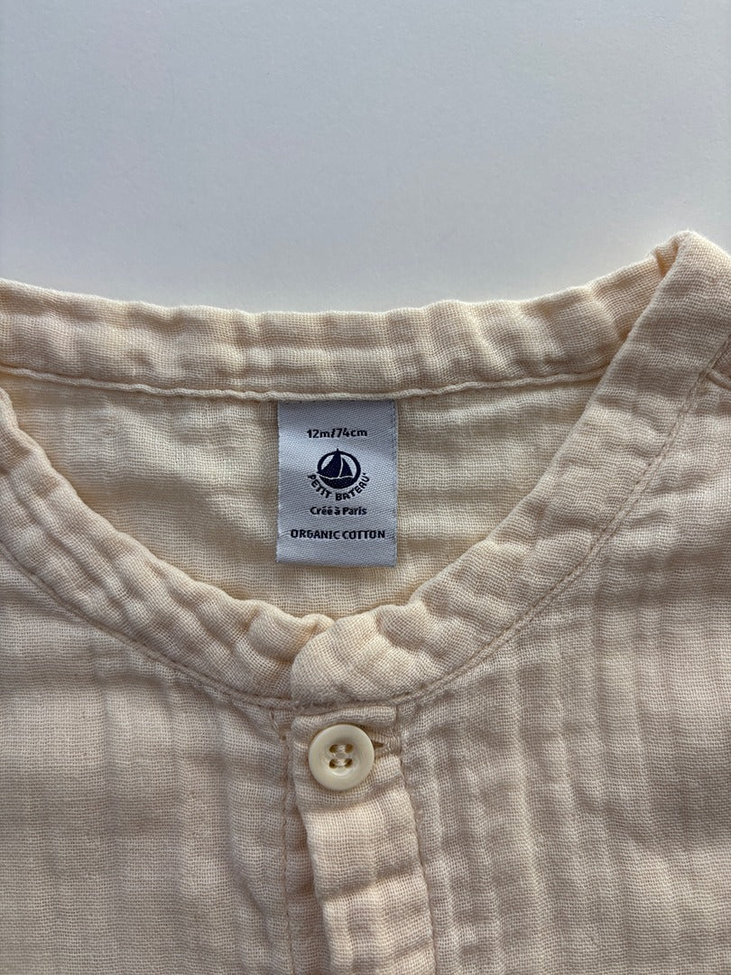 Chemise Petit Bateau - 12 mois - Crème - État : Excellent