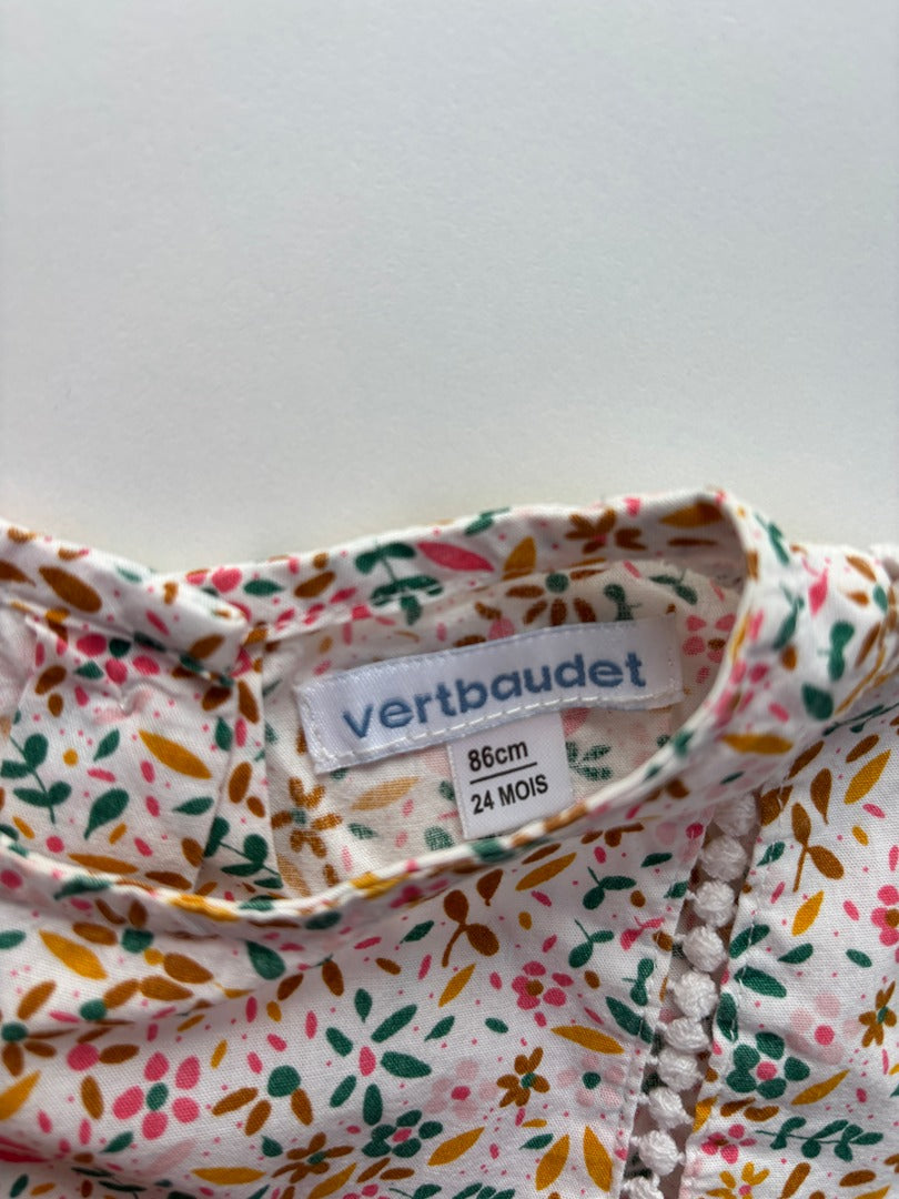 Blouse Vertbaudet - 24 mois - Blanc - État : Excellent