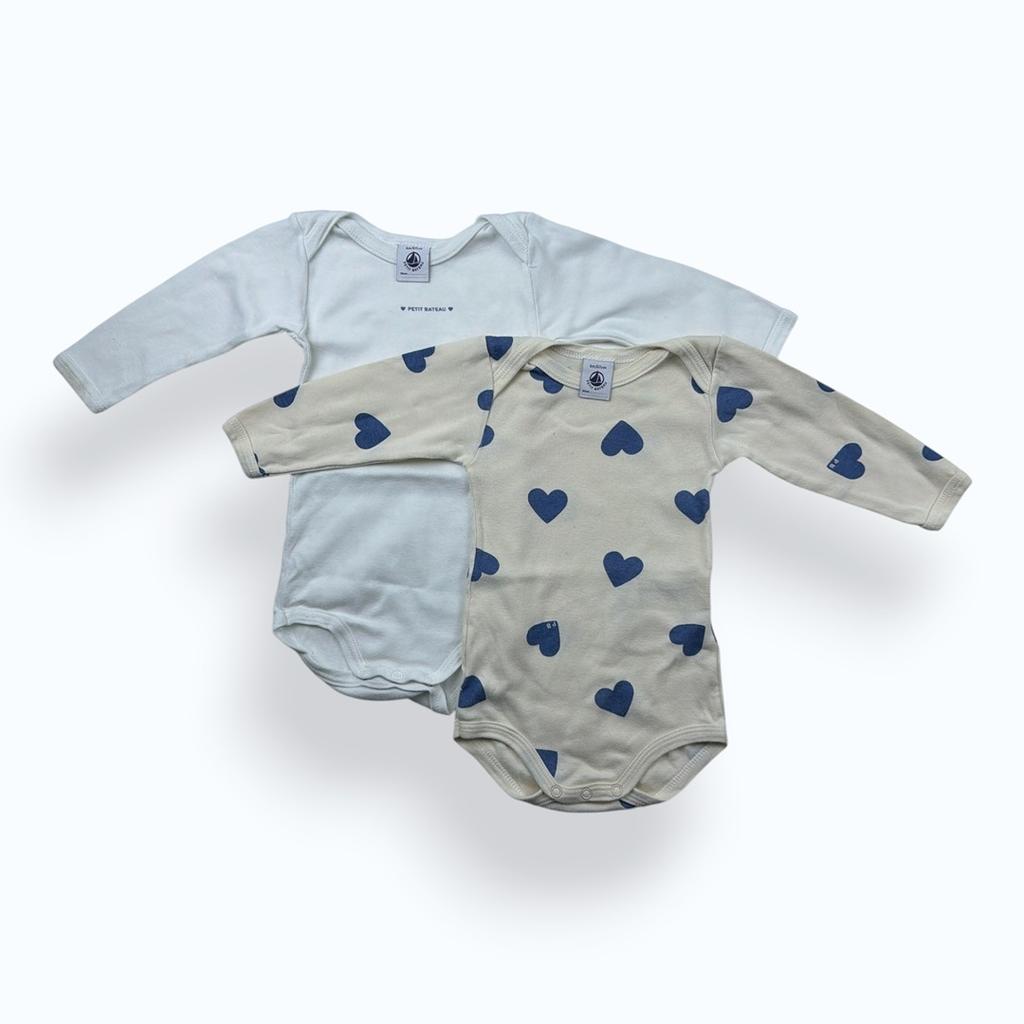 Body Petit Bateau - 6 mois - Crème et bleu- État : Excellent