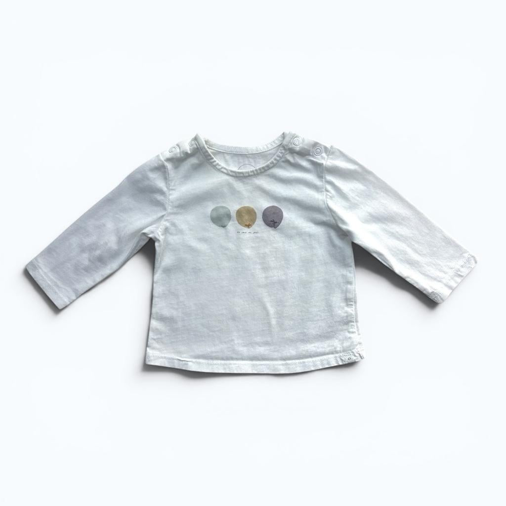 T-shirt manches longues Absorba - 6 mois - Blanc - État : Excellent