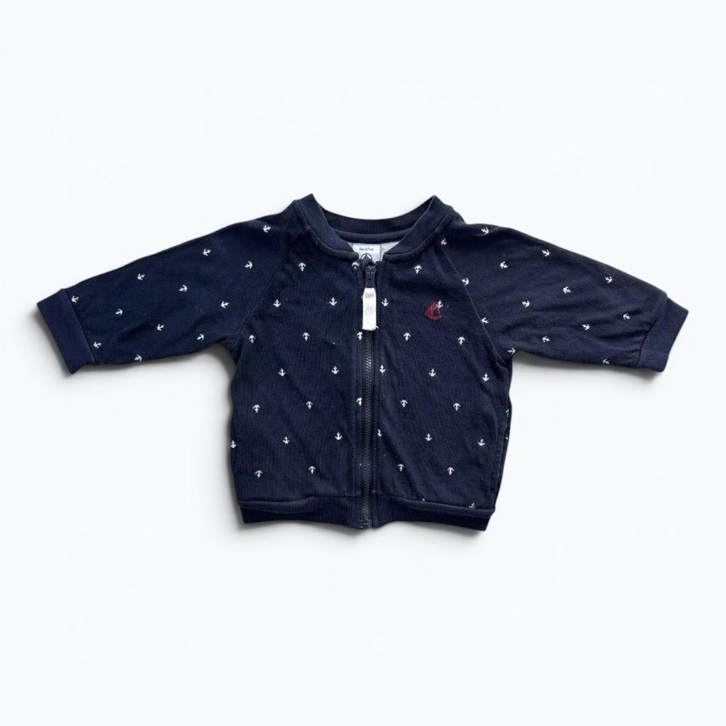 Gilet Zippé Petit Bateau - 6 Mois - Marine - État : Excellent