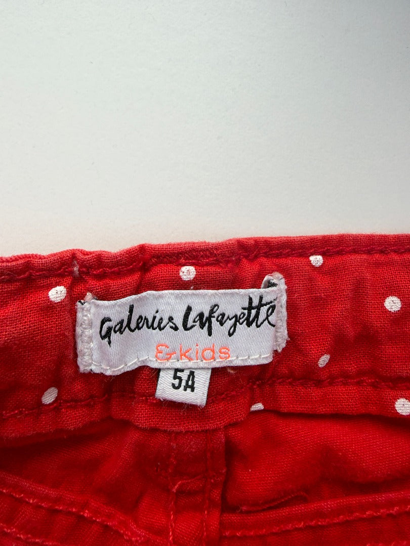Patalon Galeries Lafayette - 5 Ans - Rouge - État : Excellent