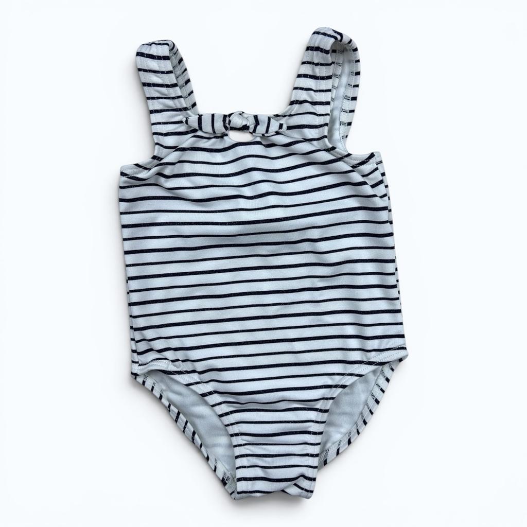 Maillot De Bain 1 Pièce Tape À L'œil - 18 Mois - Blanc/marine - État : Excellent