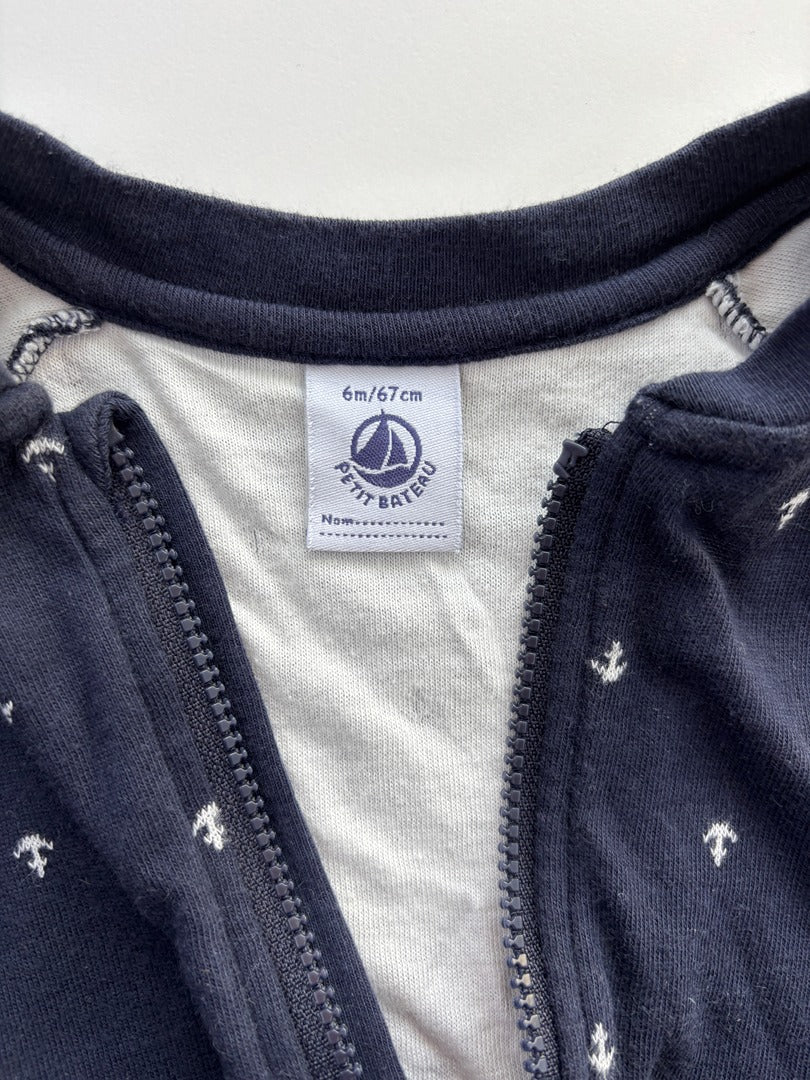 Gilet Zippé Petit Bateau - 6 Mois - Marine - État : Excellent