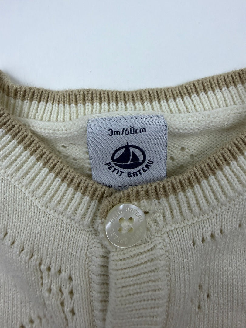 Combinaison Petit Bateau - 3 Mois / 60 Cm - Crème - État : Excellent