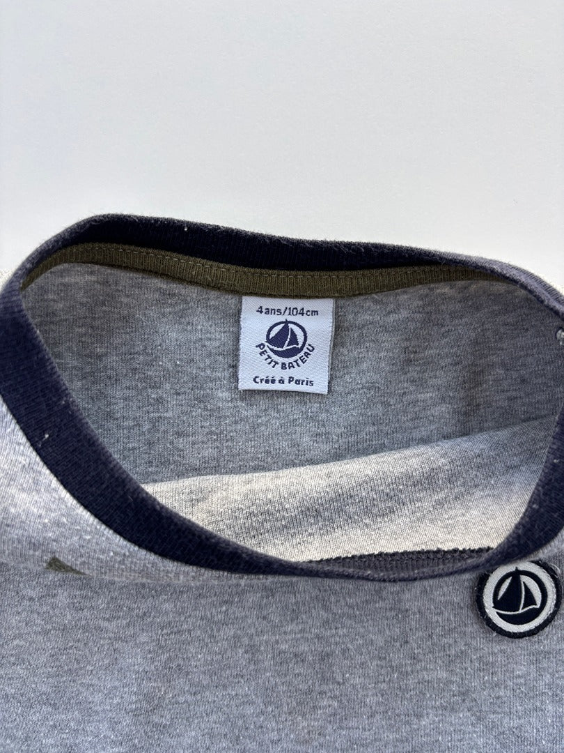 T-shirt manches longues Petit Bateau - 4 ans - Gris - État : Excellent