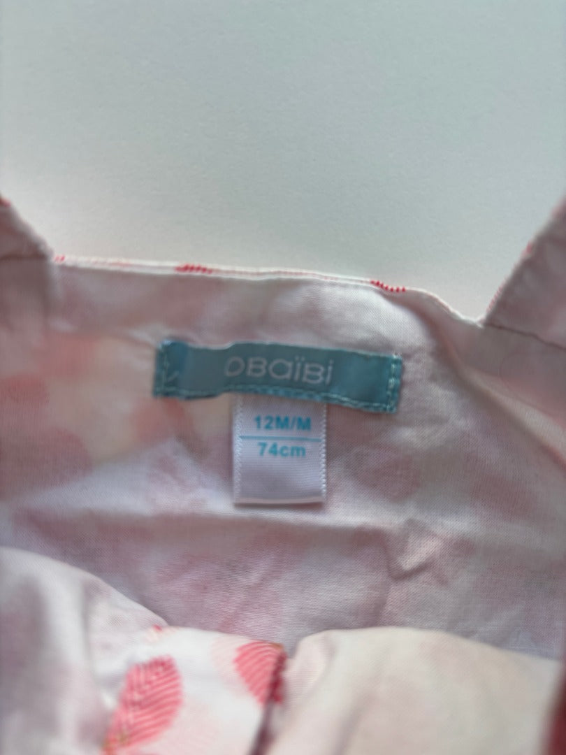 Barboteuse Obaïbi - 12 mois - Rose - État : Excellent