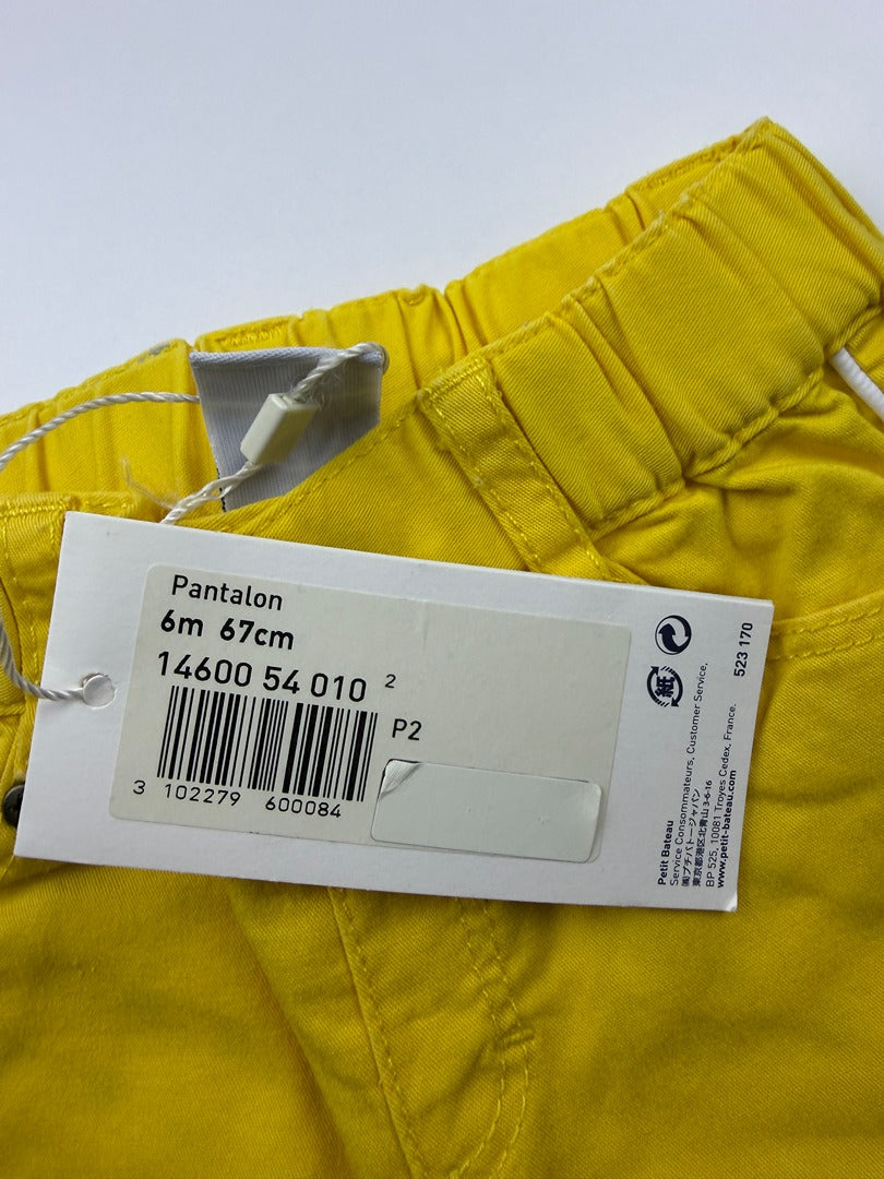 Pantalon garçon Petit Bateau 6m 67cm jaune - État : Neuf avec étiquette