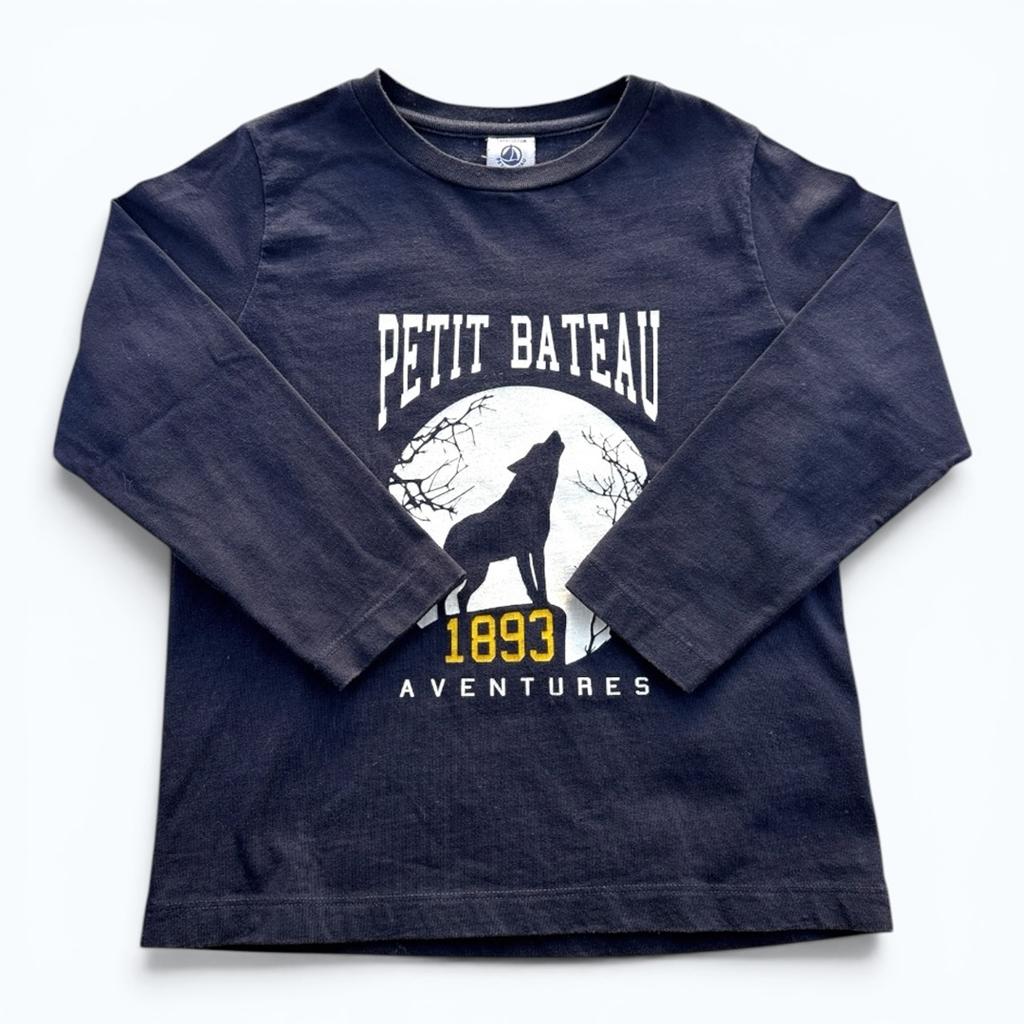 T-shirt manches longues Petit Bateau - 5 ans - Marine - État : Excellent