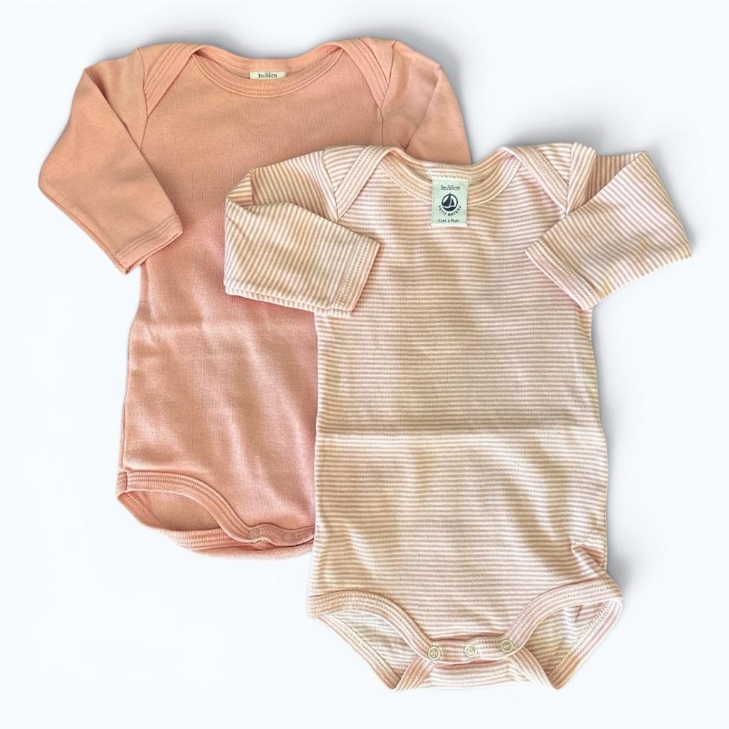 Lot Bodies Petit Bateau - 3 Mois - Rose/blanc - État : Excellent