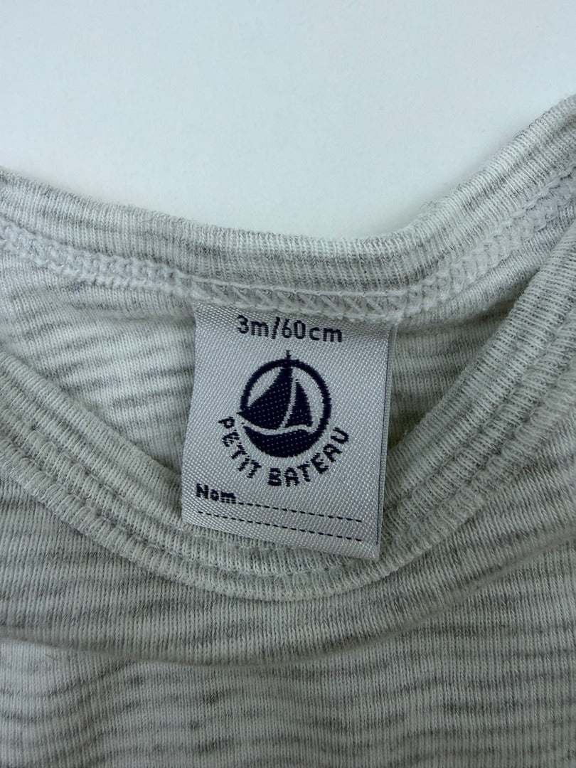 Body Petit Bateau - 3 Mois - Gris - État : Excellent