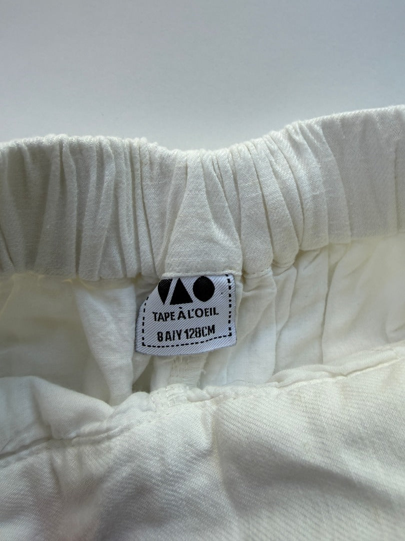 Pantalon Tape à l'œil - 8 ans / 128 cm - Blanc - État : Excellent