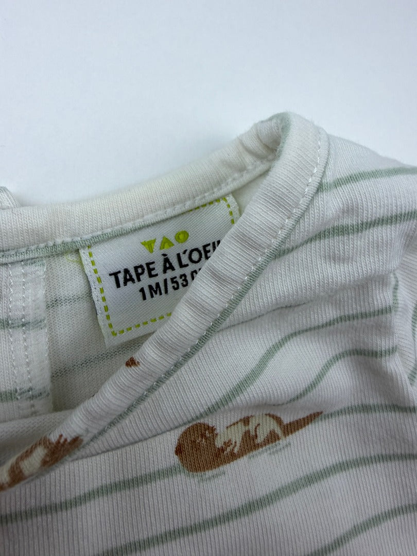 Grenouillère Tape à l'œil - 1 Mois - Blanc Vert - État : Excellent