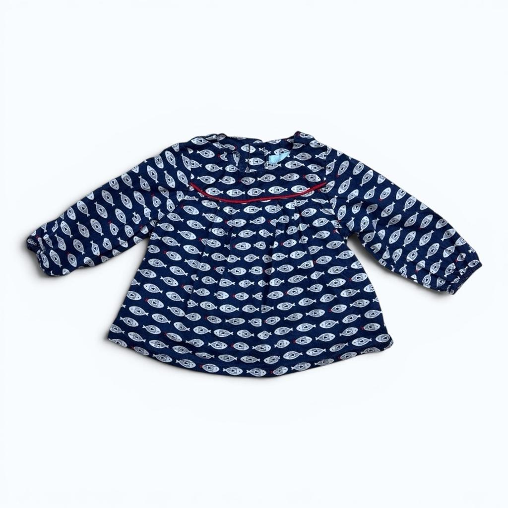 Blouse Obaïbi - 9 mois - Marine - État : Excellent